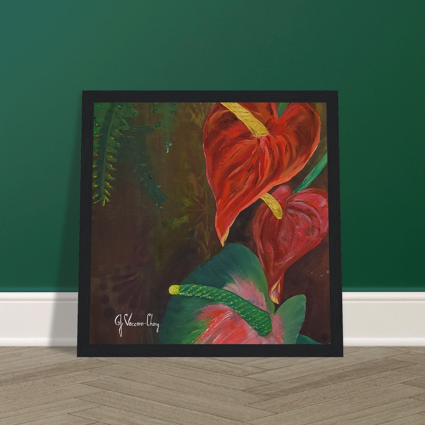 "TRIO OF ANTHURIUMS"--Framed Print