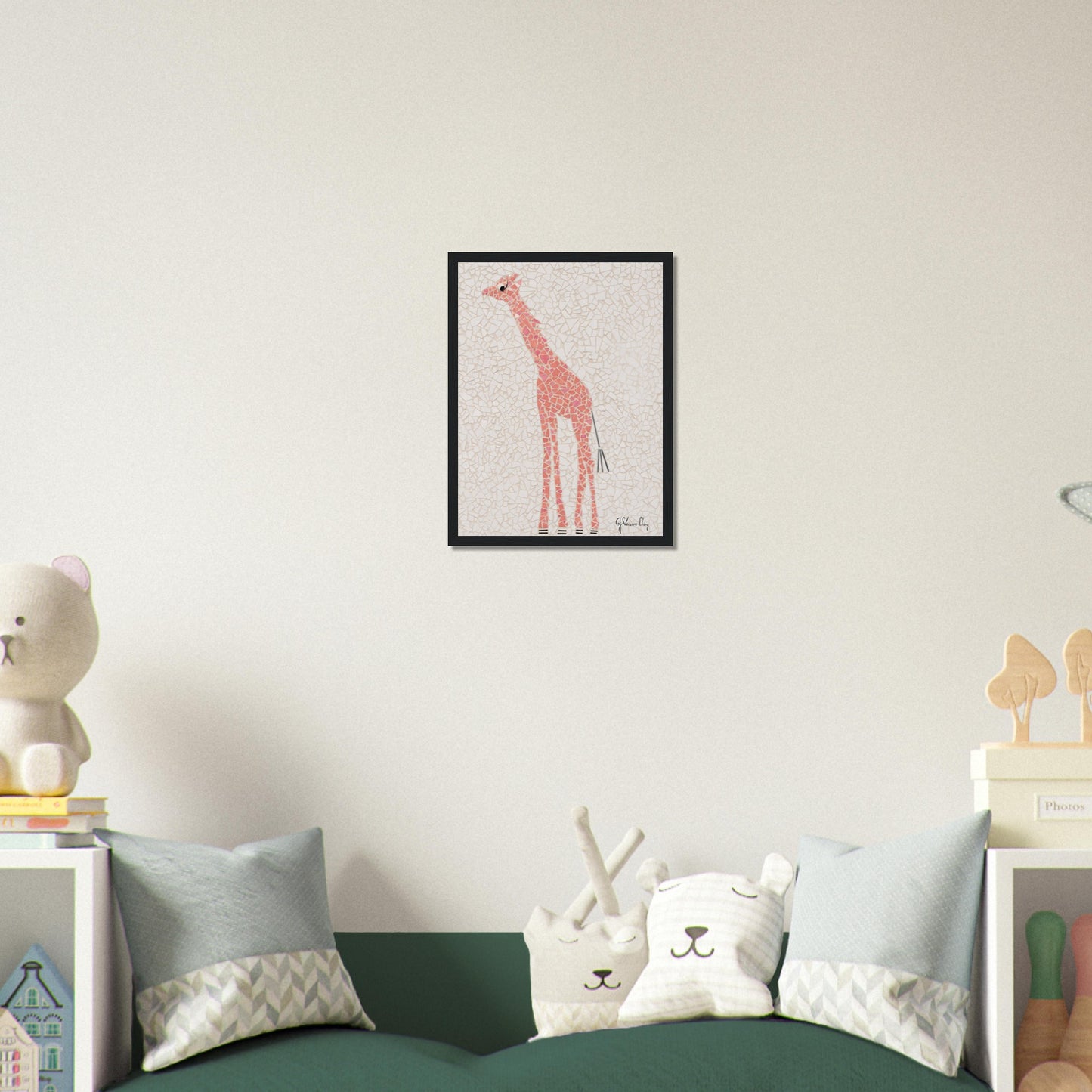 "GIGI THE PINK GIRAFFE"--Framed print